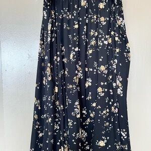 Black Floral Maxi Skirt with Yellow & White Blooms